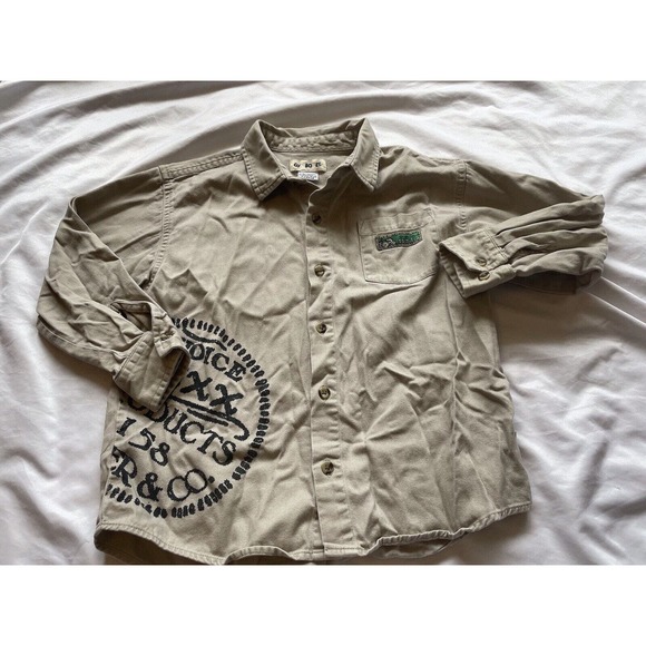Vintage Gymboree Tan Collared Button Down Pocket Shirt Kids XL 8 - 10 - Picture 2 of 9